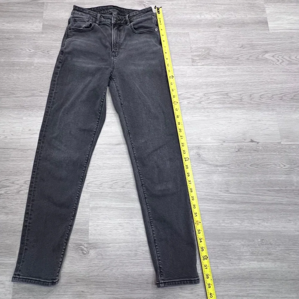 American Eagle Mom Jeans Womens 2 Regular Black Wash High Rise Tapered 58891363